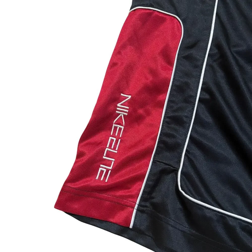 Nike Elite Shiny Dazzle Baggy Basketball Shorts Black Red Y2K Men’s XL Gray Tag